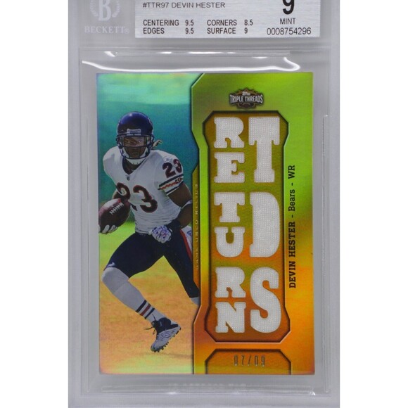 2011 Topps Triple Threads Relic Gold Devin Hester/9 Bears Beckett 9 - Picture 2 of 10